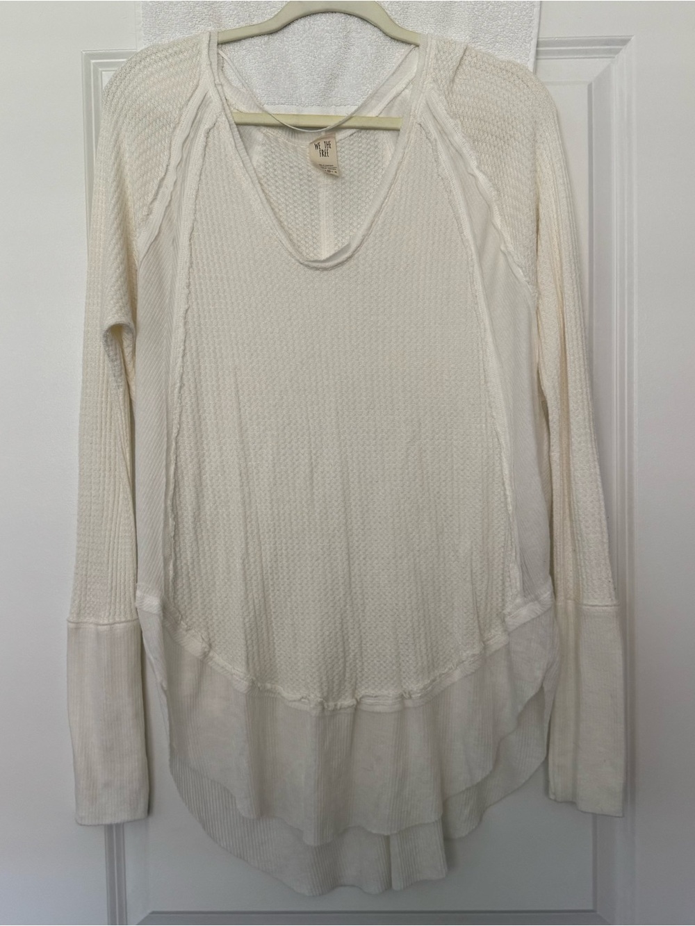 We The Free Cream Layered Waffle Knit Long Sleeve Top